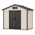 Abri de jardin en polypropylène beige/noir avec double porte 365x302x230 cm - 2026
