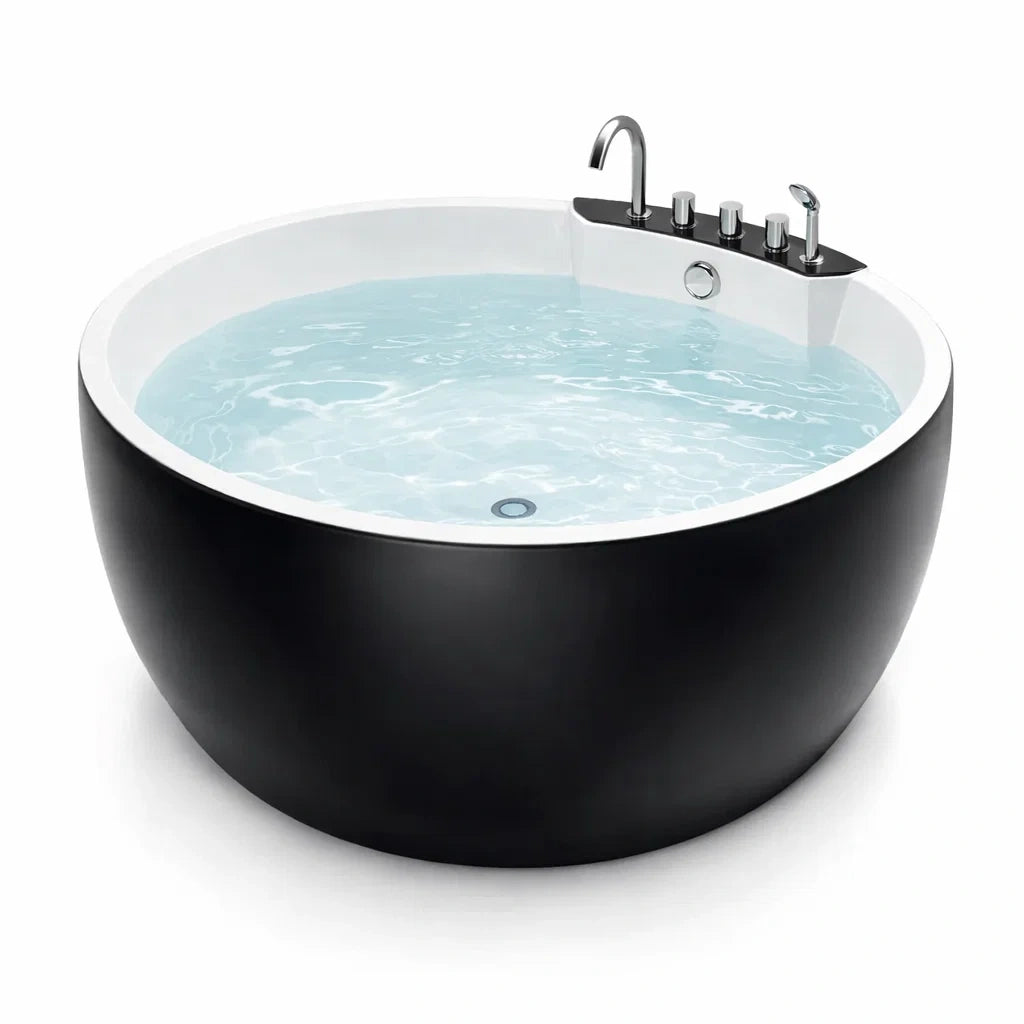 Baignoire îlot ronde en acrylique noir et blanc - 2026