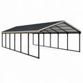 Pavillon de jardin à toit rigide à double pente, structure métallique noire, 600 × 600 × 310 cm - 2026