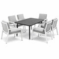 Ensemble de table et chaises en métal pour intérieur extérieur avec 6 chaises en tissu gris - 2026