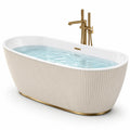 Baignoire ovale en acrylique beige avec base dorée, 170 cm - 2026