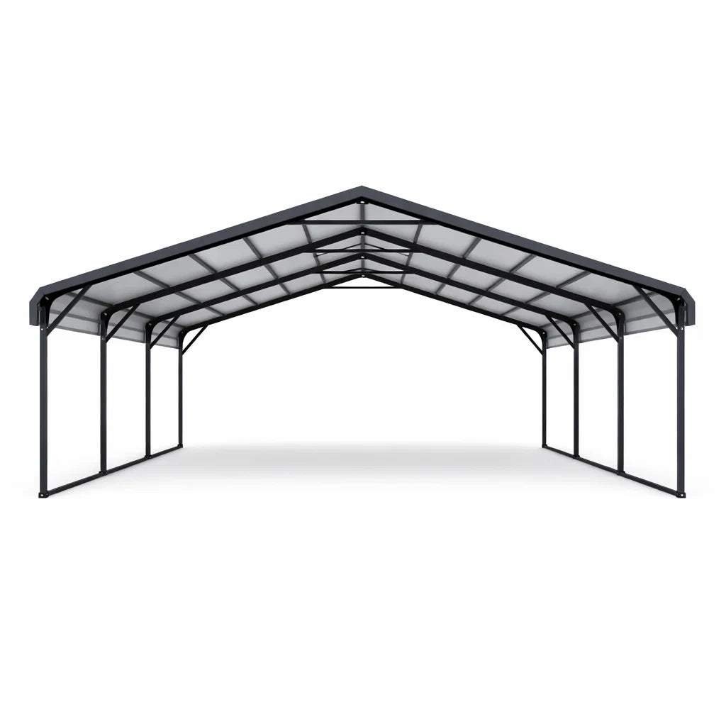 Abri voiture en acier et polycarbonate noir 600x300x250 cm - 2026