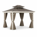 Pavillon en bois et polyester taupe 350x350x280 cm - 2026