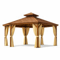 Pavillon hexagonal en bois avec rideaux en polyester - 2026