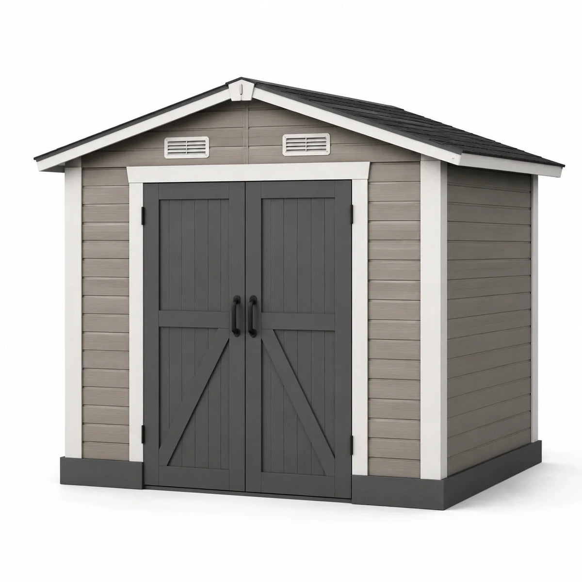 Abri de jardin en résine 257x262x256 cm gris et beige - 2026