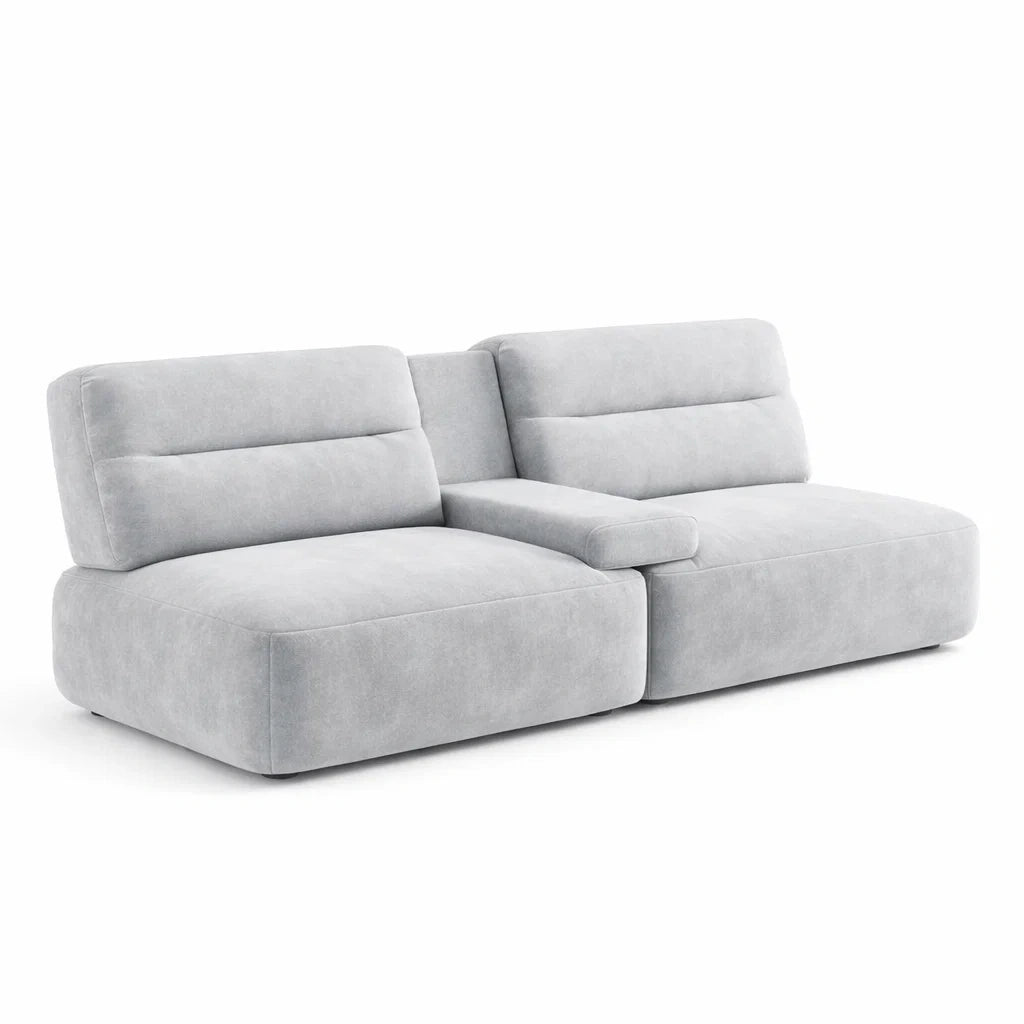 Canapé 2 places modulaire en tissu polyester gris - 2026