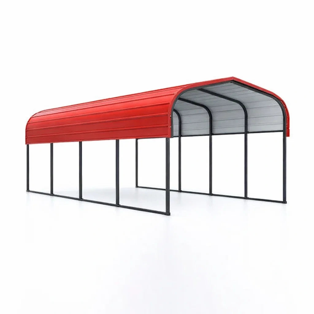 Abri de voiture en acier galvanisé rouge 600x300x280 cm - 2026