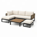 Ensemble de salon de jardin en aluminium et polyester beige avec table carrée - 2026