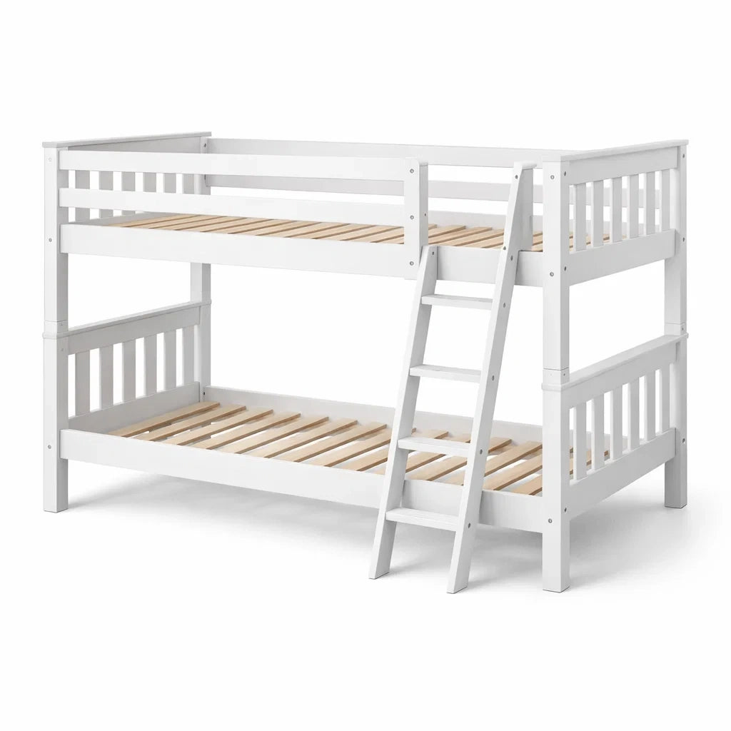 Lit superposé en bois massif blanc 200 x 100 x 160 cm - 2026
