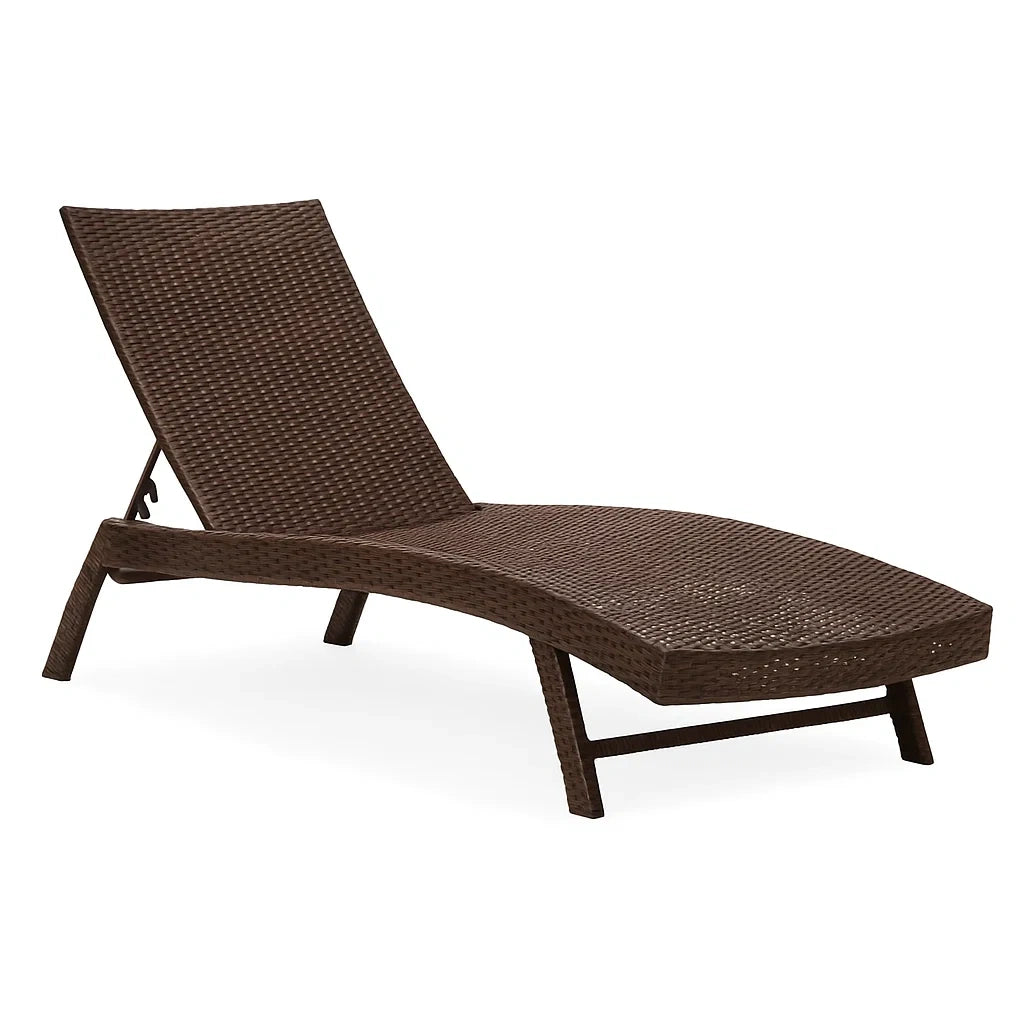 Chaise longue de jardin en résine tressée aluminium marron 195x65x32 cm - 2026