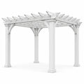 Pergola de jardin en vinyle blanc à toit ajouré, 366 × 366 × 269 cm - 2026