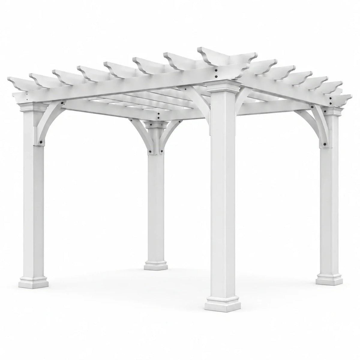 Pergola de jardin en vinyle blanc à toit ajouré, 366 × 366 × 269 cm - 2026