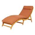 Chaise longue inclinable en bois de hêtre avec coussin en tissu terracotta - 2026