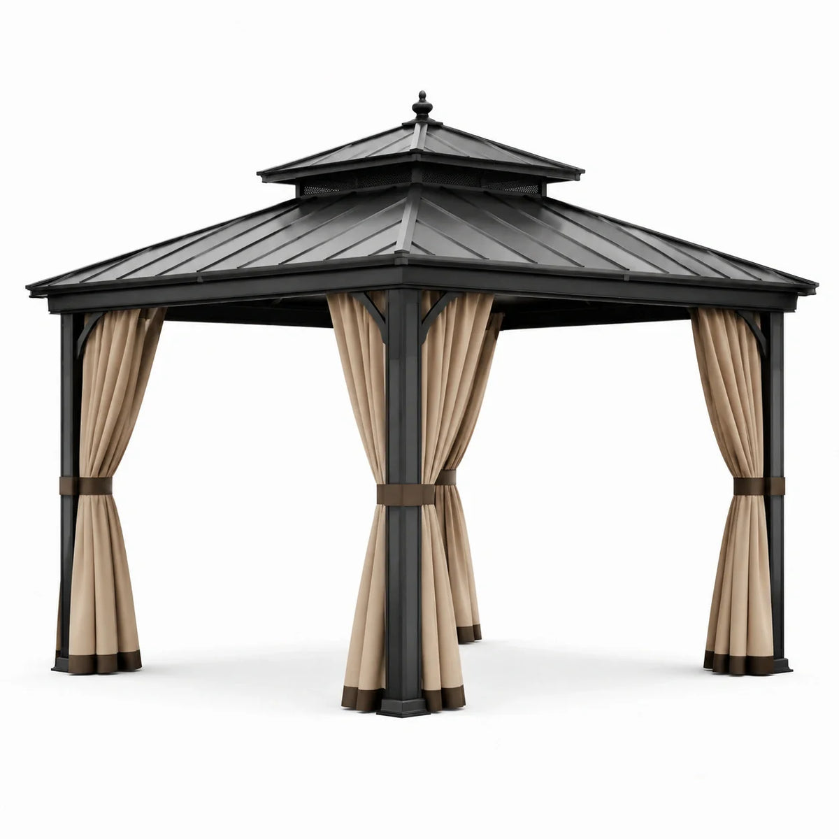 Pavillon en aluminium avec toit en acier et rideaux en polyester 3x3m - 2026