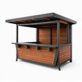Kiosque à bar en acier et bois massif avec toit plat marron noir 200x150x220 cm - 2026