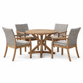 Ensemble table et chaises en teck avec table ronde et chaises en résine tissée - 2026