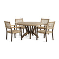 Ensemble table et chaises de terrasse table ronde en bois d'acacia avec chaises en rotin - 2026