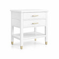 Table de chevet en bois MDF blanc avec 2 tiroirs - 2026