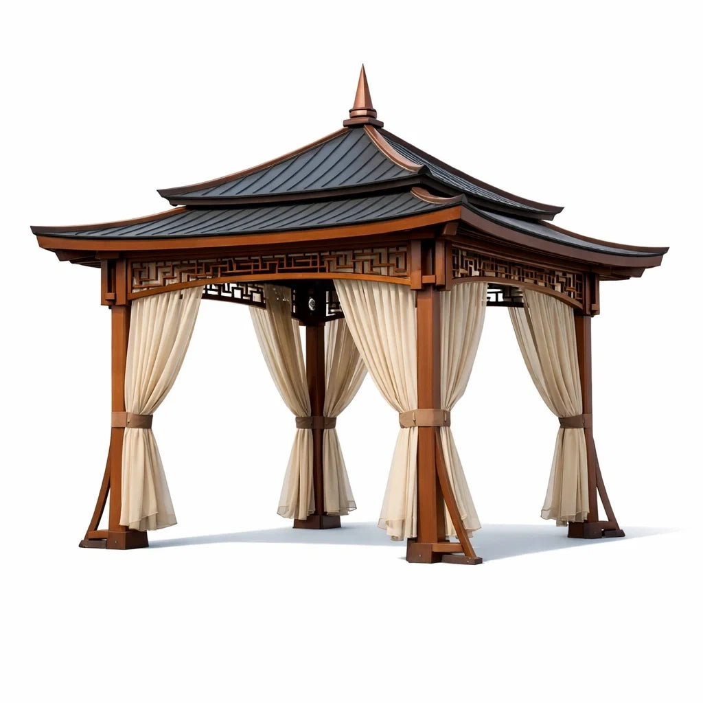 Pavillon en aluminium avec rideaux en polyester 300x300x270 cm - 2026
