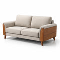Canapé deux places en lin beige avec structure en bois de noyer 180 cm - 2026