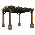 Pergola en bois et métal avec piliers en pierre - 2026