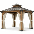 Pavillon de jardin en aluminium avec toit en métal et rideaux en polyester 3x4m - 2026