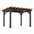 Pergola de jardin en métal noir et bois de cèdre 300x300x250 cm - 2026