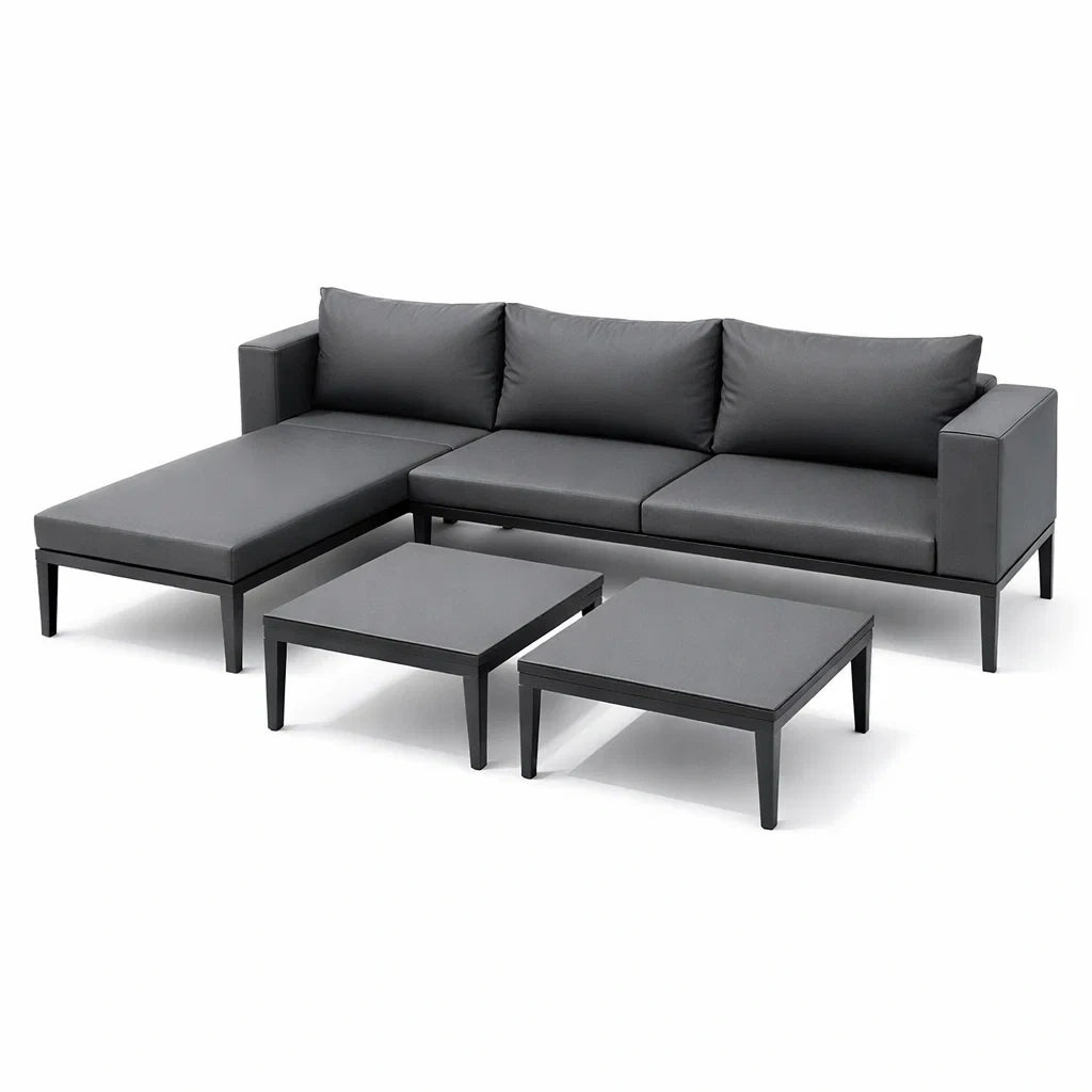 Canapé d'angle en aluminium avec tables basses et coussins Gris - 2026