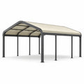 Abri voiture avec cadre en acier et toit en polycarbonate beige - 2026