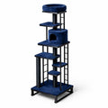 Arbre à chat en tissu bleu avec structure métallique - 2026