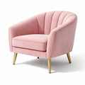 Fauteuil en velours rose avec pieds métalliques dorés - 2026