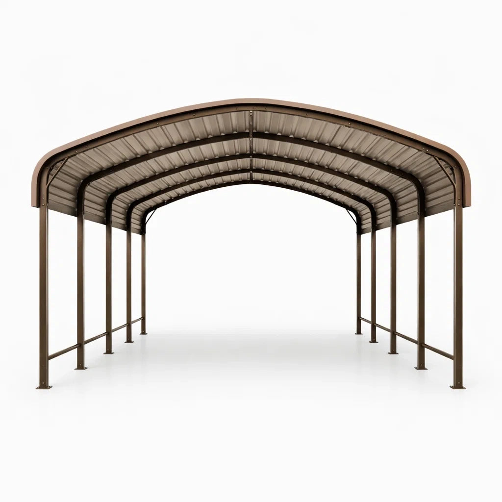Abri voiture en acier brun 6 x 3 x 2,5 m - 2026