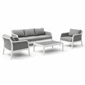 Ensemble de mobilier de jardin en métal et résine tressée avec coussins Gris et Blanc - 2026