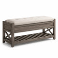 Banc à chaussures en bois de frêne avec rangement et coussin en polyester - 2026