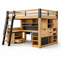 Lit mezzanine en bois et métal avec bureau et rangements - 2026