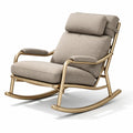 Fauteuil à bascule de terrasse en métal avec coussins en tissu beige - 2026