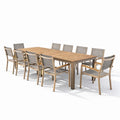 Ensemble table et chaises en bois d’acacia et tissu beige avec 10 chaises - 2026