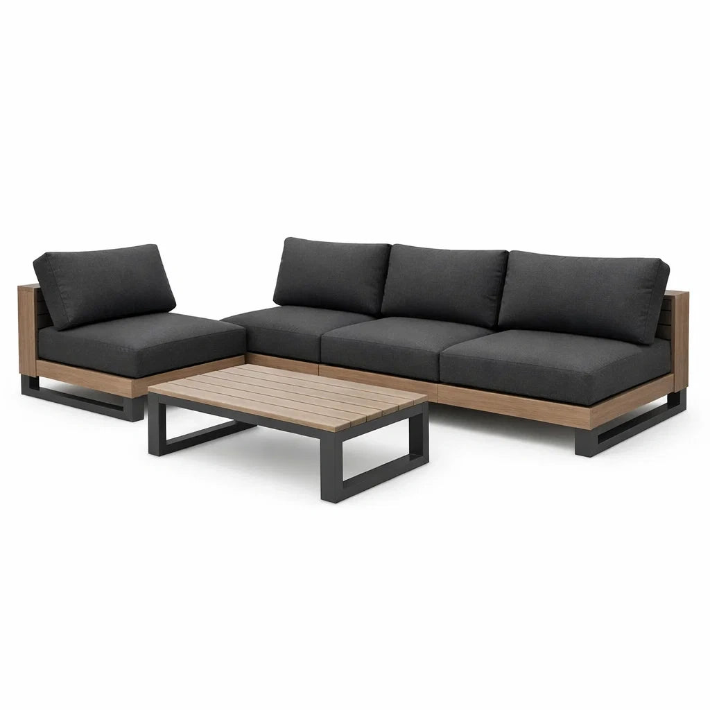 Salon de jardin en bois et métal anthracite - 2026
