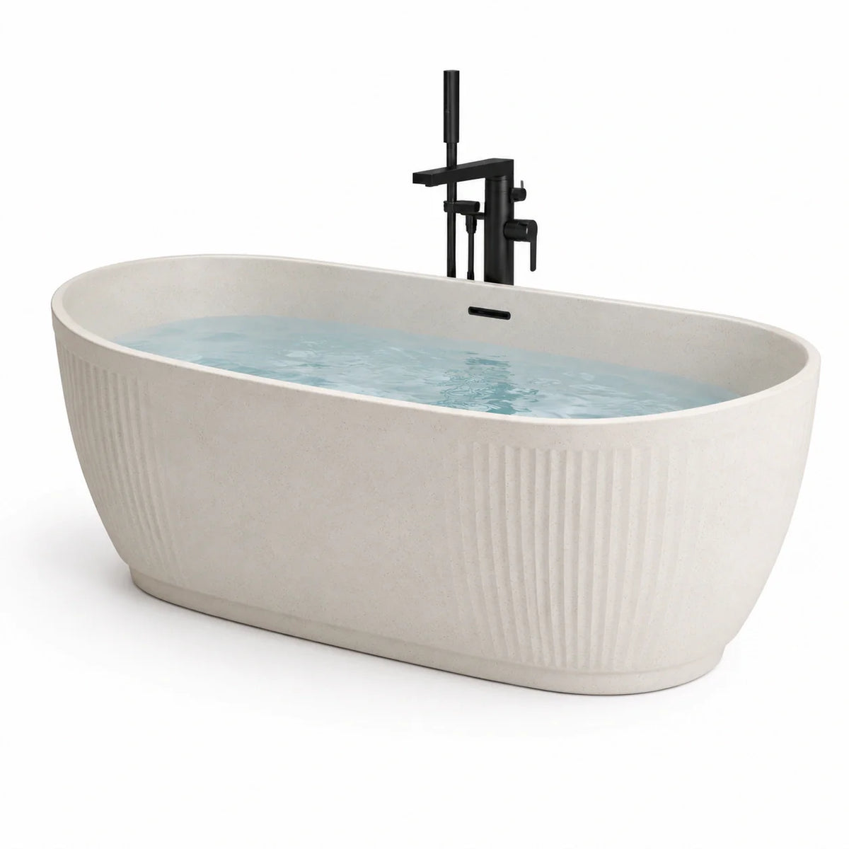 Baignoire îlot ovale en composite beige 170x75x58 cm - 2026