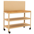 Établi mobile en métal et bois avec panneau perforé beige - 2026