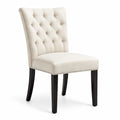 Chaise de salle à manger en bois et tissu crème - 2026