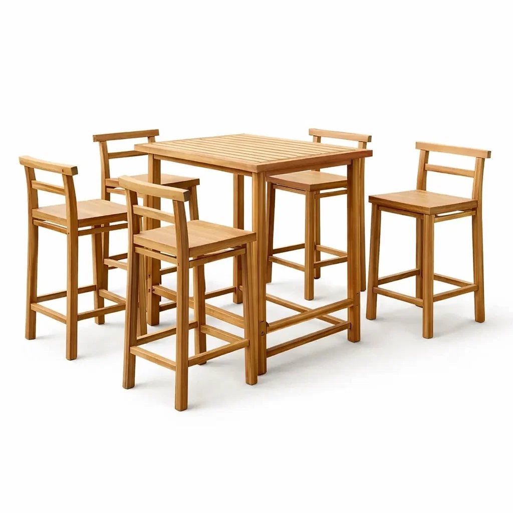 Ensemble de bar en bois d’acacia massif 6 pièces - 2026