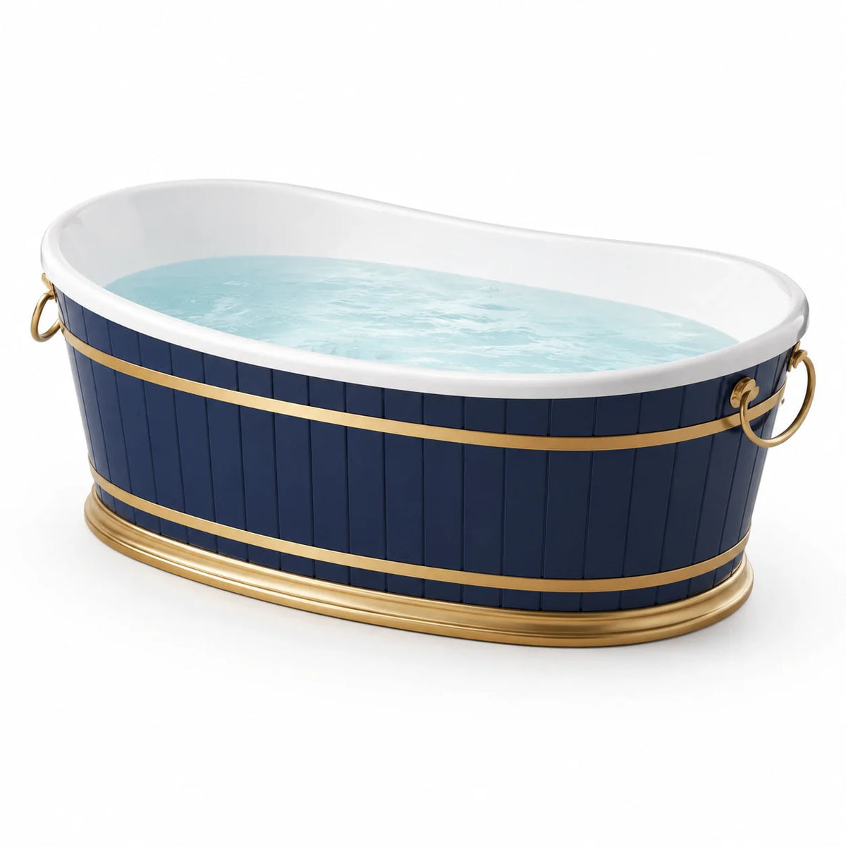 Baignoire îlot en acrylique bleue avec finition en or - 2026