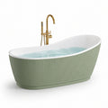 Baignoire ovale en acrylique vert avec robinetterie en laiton - 2026