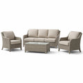 Ensemble de salon en rotin avec coussins beige et table en verre - 2026