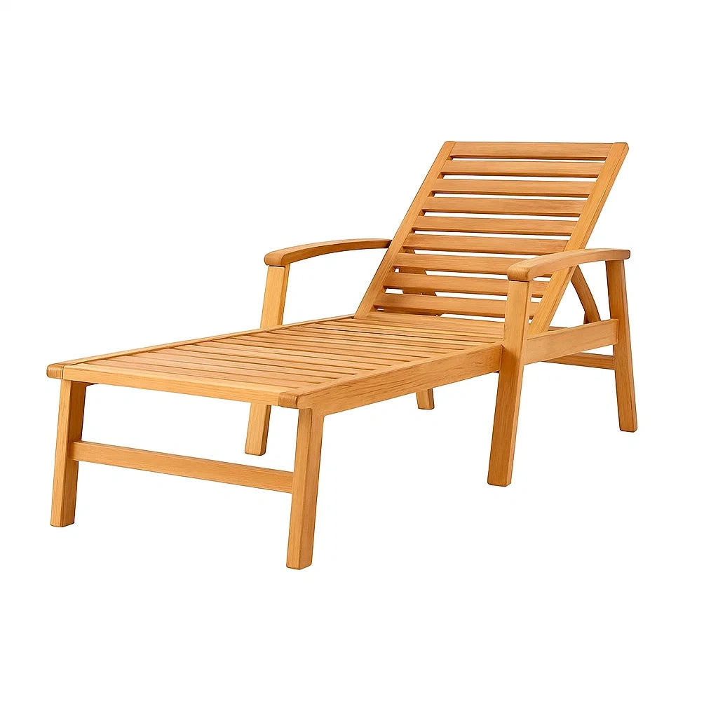 Chaise longue de jardin réglable en bois d’acacia pour extérieur - 2026