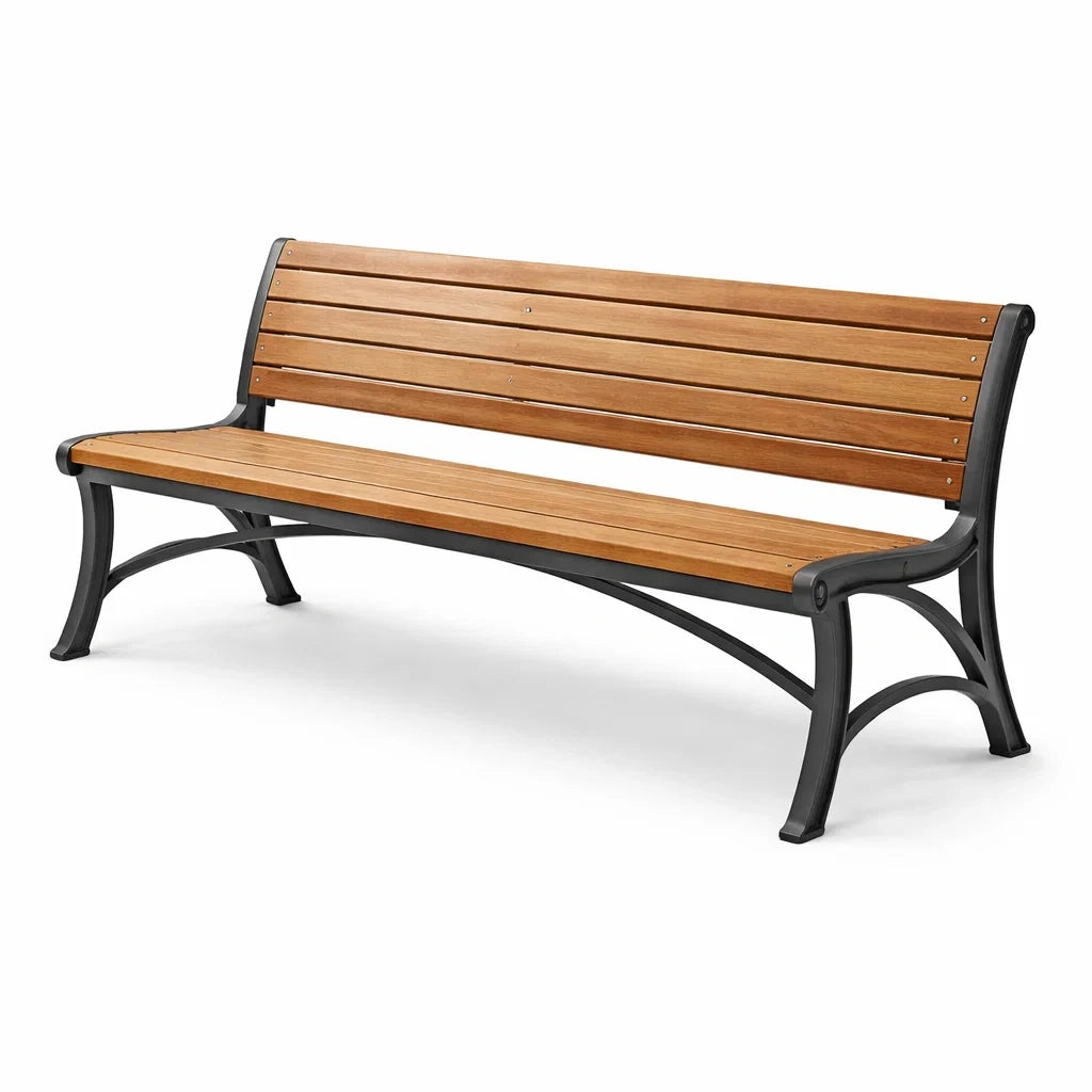 Banc en teck et fonte d’aluminium brun noir - 2026