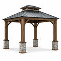 Pavillon de jardin en bois et acier galvanisé avec colonnes en pierre - 2026