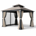 Pavillon de jardin en aluminium et polycarbonate beige et noir - 2026