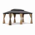 Pavillon en métal avec toit en aluminium et rideaux en polyester - 2026